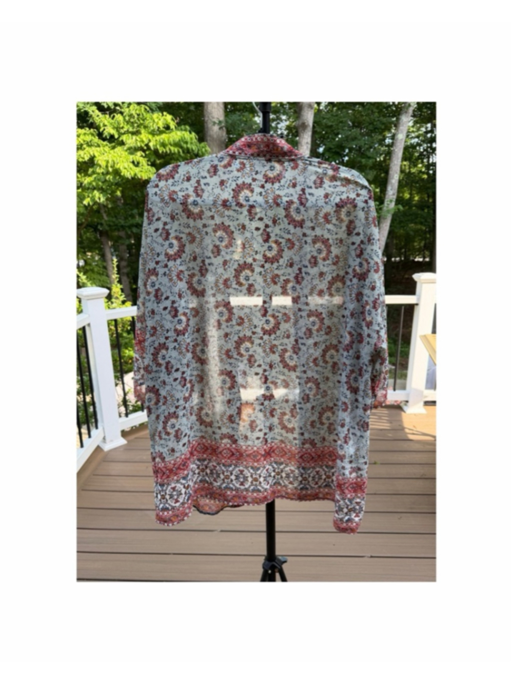 Women's Knox Rose Floral Kimono Shrug S Light Blue Red - Picture 2 of 3